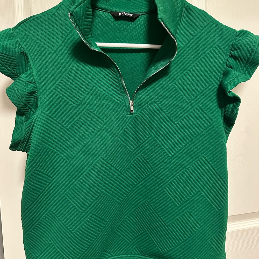 Green Textured Women's Top